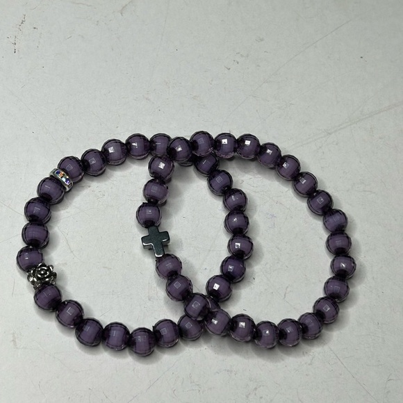 Amethyst Style Crystal Cross Bracelet Set - Picture 3 of 3